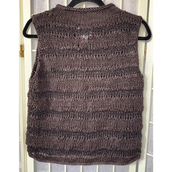 Oscar De La Renta Brown Straw Boho Festival Hippie Beach Nature Tank Top Small - Picture 2 of 13